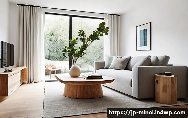 미니멀 인테리어가 주는 편안함 - **Prompt 1: Serene Minimalist Living Room with Unified Aesthetics** "A bright and airy minimalis...